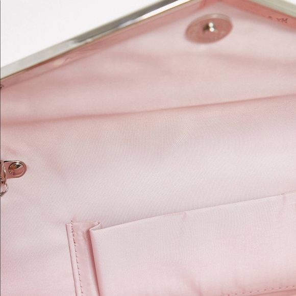 Satin Envelope Clutch Bag in Baby Pink - Picture 2 of 4